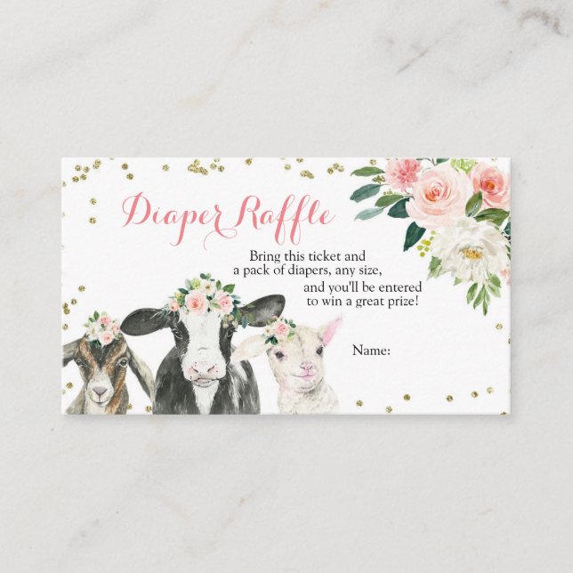 Farm Animal Floral Girl Diaper Raffle  Enclosure C (Front)