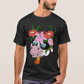 Farm Animal Flowers Cow T-Shirt
