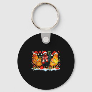 Farm Animal Funny Chicken Christmas Lights Cute Xm Keychain