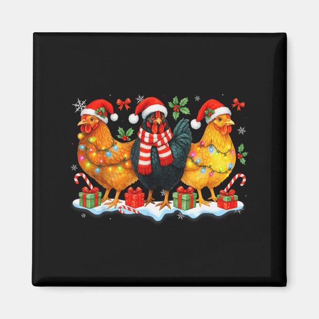 Farm Animal Funny Chicken Christmas Lights Cute Xm Magnet (Front)