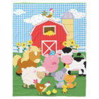 Farm Animal Gingham Flannel Blanket