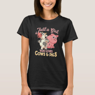 Farm Animal  Girls Cow Farmer Women Farming Pig T-Shirt