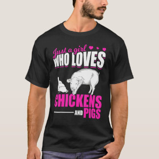 Farm Animal   Girls Farmer Women Farming Pig Chick T-Shirt