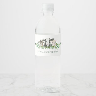 Farm Animal Greenery Boy Baby Shower Water Bottle Label
