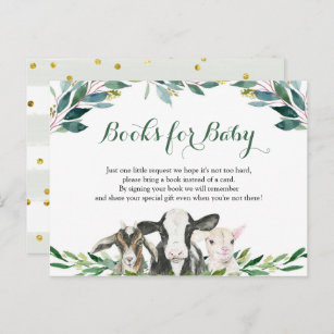 Farm Animal Greenery Boy Books for Baby Invitation Postcard