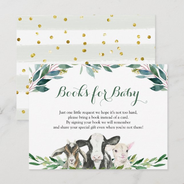 Farm Animal Greenery Boy Books for Baby Invitation Postcard (Front/Back)