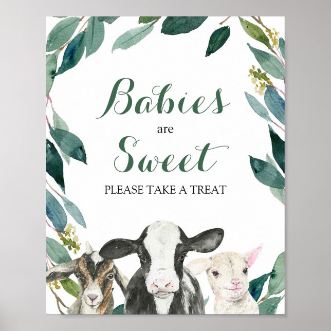 Farm Animal Greenery Please Take a Treat Poster (Front)