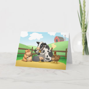 Farm Animal Jug Band Card (Blank Inside)