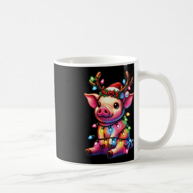 Farm Animal Lovers Pig Wearing Santa Hat Christmas Coffee Mug (Right)