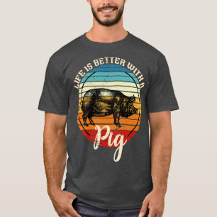 Farm Animal Retro Pig T-Shirt