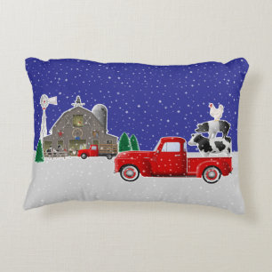Farm Animal Stack in Little Red Truck Accent Pillow