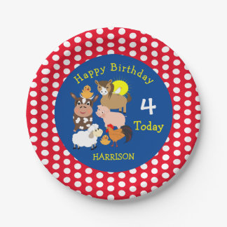 Farm Animal Themed Kids Birthday Party Editable Paper Plate