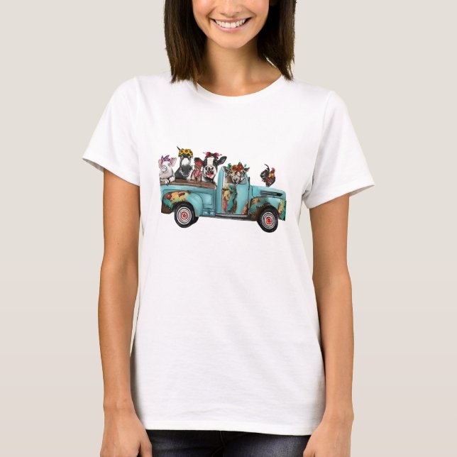 Farm Animal Truck Shirt For Birthday Gift For (Front)
