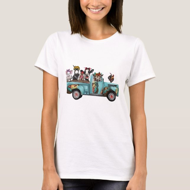 Farm Animal Truck Shirt For Birthday Gift For Wome (Front)