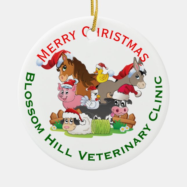 Farm Animal Veterinary Christmas Ceramic Ornament (Front)