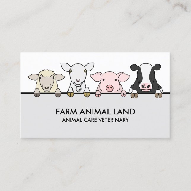 Farm Animal Veterinary Cow Sheep Goat Milk Pig Business Card (Front)