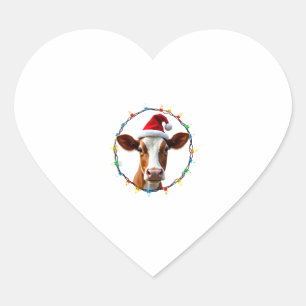 Farm Animal Xmas Pajamas Costume Farmer Christmas Heart Sticker