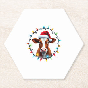 Farm Animal Xmas Pajamas Costume Farmer Christmas Paper Coaster
