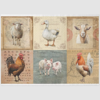 Farm animals 2 in collage tissue decoupage paper