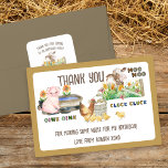 Farm Animals and Noises Kids Birthday Thank You Card<br><div class="desc">Kids birthday party thank you cards - or you are of course welcome to personalize the text for a different purpose. Design features a farm animal theme inspired by the Old Macdonald nursery rhyme in the land of farming where the cows moo, the chicks cluck and the pigs oink! Easy...</div>