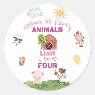 Farm animals Any Age Birthday Classic Round Sticker