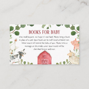 Farm Animals Baby Shower Books for Baby Business Card