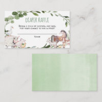 Farm animals baby shower diaper raffle cards