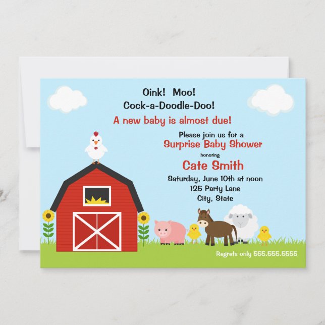 Farm Animals Baby Shower Invitation (Front)