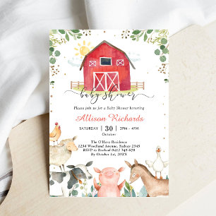 Farm Animals Baby Shower Invitation