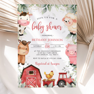 Farm Animals Baby Shower Invitation