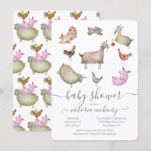 Farm Animals Baby Shower Invitation