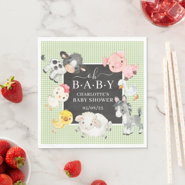 Farm Animals Baby Shower Napkin (Insitu)