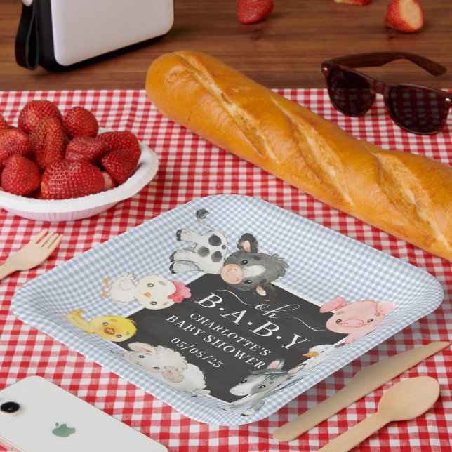 Farm Animals Baby Shower Paper Plate (Picnic)