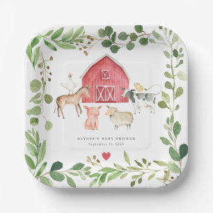 Farm Animals Baby Shower Paper Plates