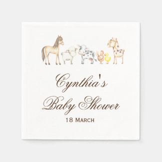 Farm Animals Baby Shower Party Napkins