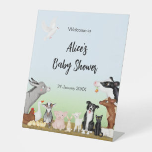 Farm animals baby shower welcome pedestal sign