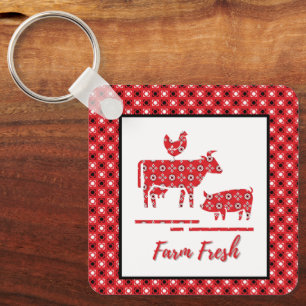 Farm Animals Bandana Print  Keychain