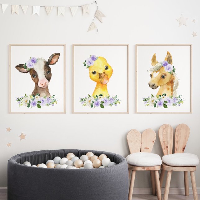 Farm Animals, Barn, Purple Flowers, Gender Neutral (Creator Uploaded)