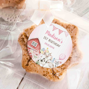 Farm Animals Barnyard 1st Birthday Classic Round Sticker