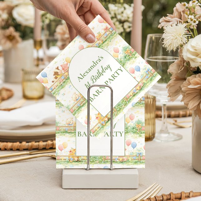 Farm Animals Barnyard 1st Birthday Napkin (Creator Uploaded)