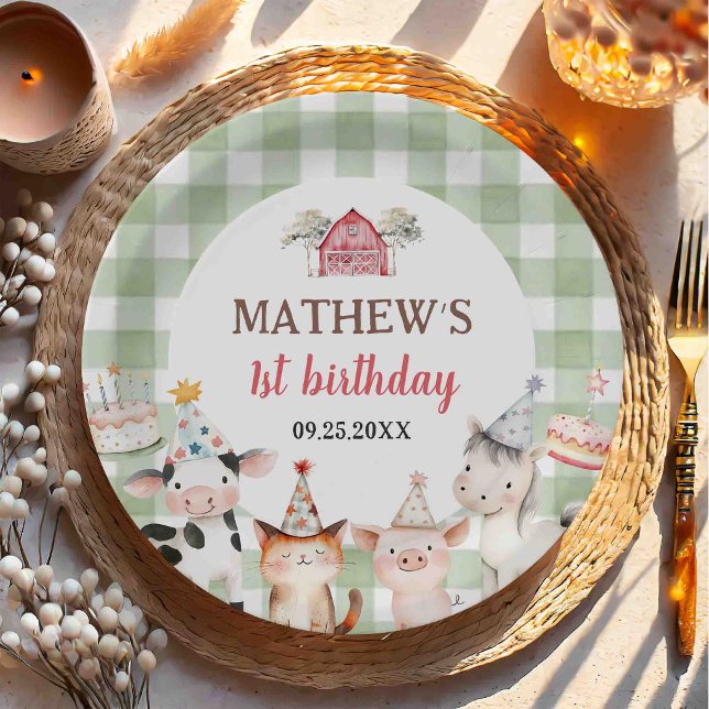 Farm Animals Barnyard 1st Birthday Paper Plate (Creator Uploaded)