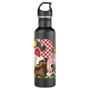 Farm Animals Barnyard 2nd Birthday Im 2 Year Old T 710 Ml Water Bottle