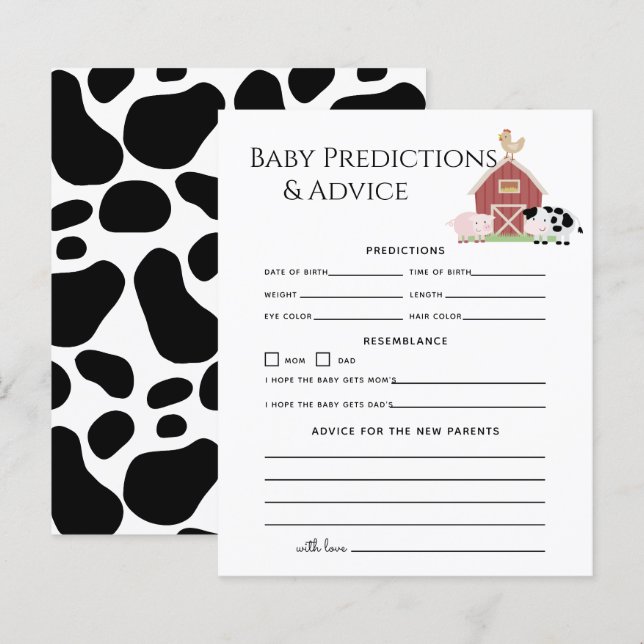 Farm Animals Barnyard Baby Predictions & Advice (Front/Back)