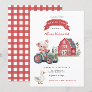Farm Animals Barnyard Baby Shower Invitation