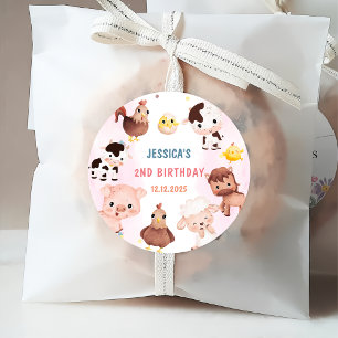 Farm Animals Barnyard Balloon Birthday Party Favour Tags