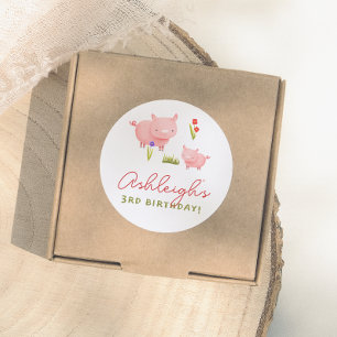 Farm Animals Barnyard Bash Birthday Party Classic Round Sticker