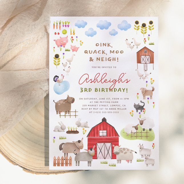 Farm Animals Barnyard Bash Birthday Party Invitation (Creator Uploaded)