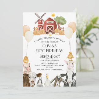 Farm Animals Barnyard Bash Ranch Birthday Party Invitation