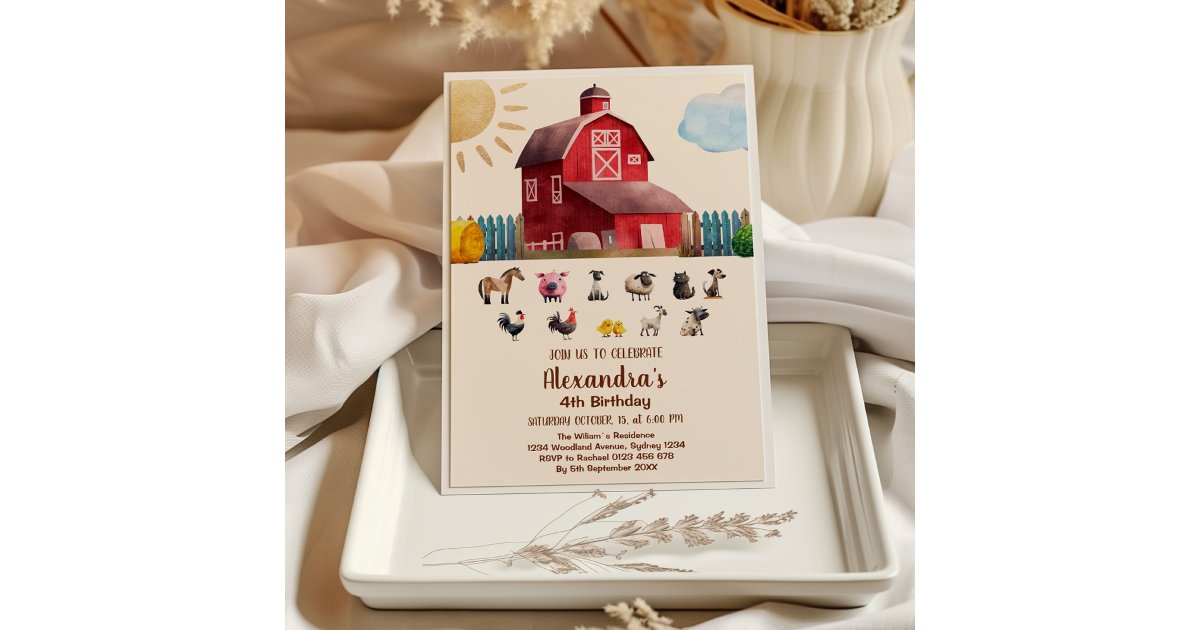 Farm Animals Barnyard Bash Ranch Birthday Party Invitation | Zazzle