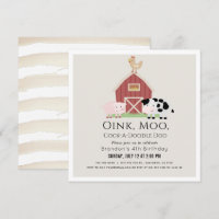 Farm Animals Barnyard Beige Birthday Square